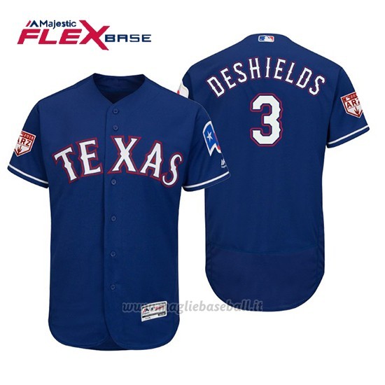 Maglia Baseball Uomo Texas Rangers Delino Deshields Flex Base Entrenamiento De Primavera 2019 Blu